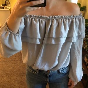 Lavender off the shoulder ruffle top